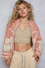 POL Embroidered Patch Hooded Jacket with Lace Detail