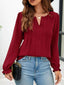 Notched Ruffle Cuff Blouse