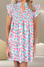 Smocked Smocked Notched Cap Sleeve Mini Dress