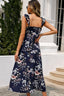 Floral Print Sleeveless Square Neck Slit Midi Dress