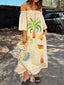 Frill Printed Off-Shoulder Dress
