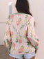 Floral Pattern Striped V Neck Loose Sweater