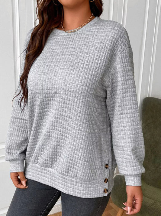 Textured Round Neck Sweatshirt