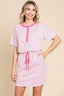 Culture Code Full Size Striped Short Sleeve Mini Dress with Pockets