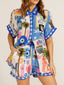 Button Up Half Sleeve Top and Shorts Set