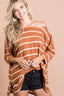 BiBi Brushed Stripe Hacci Top with Wide Neck
