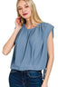 Zenana Woven Drawstring Tie Side Sleeveless Top