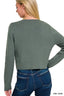 Zenana Button-Front Crewneck Long Sleeve Cropped Cardigan