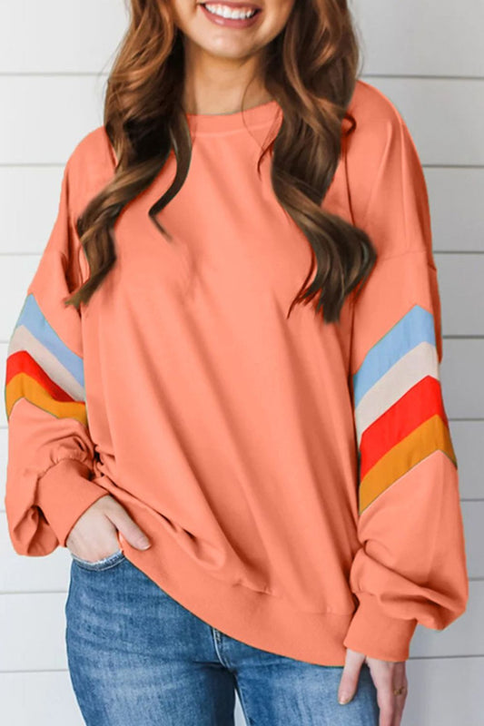 Contrast Round Neck Long Sleeve Sweatshirt