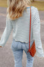 Striped Textured Knit Button Detail Top