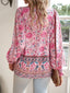 Floral Print Tie Neck Bohemian Blouse