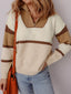 Color Block Zipped Collared Sweater