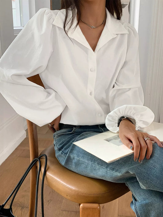 Puff Sleeve Button-Down Shirt
