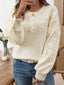 Flower Round Neck Long Sleeve Sweater