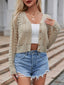 Hollow Out Knit Button-Up Cardigan