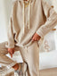 Lace Drawstring Hoodie and High Waist Pants Corduroy Suit