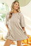 BiBi Short Sleeve Back Open Washed Romper