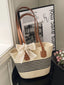 Straw Shoulder Bag with Lace Bow