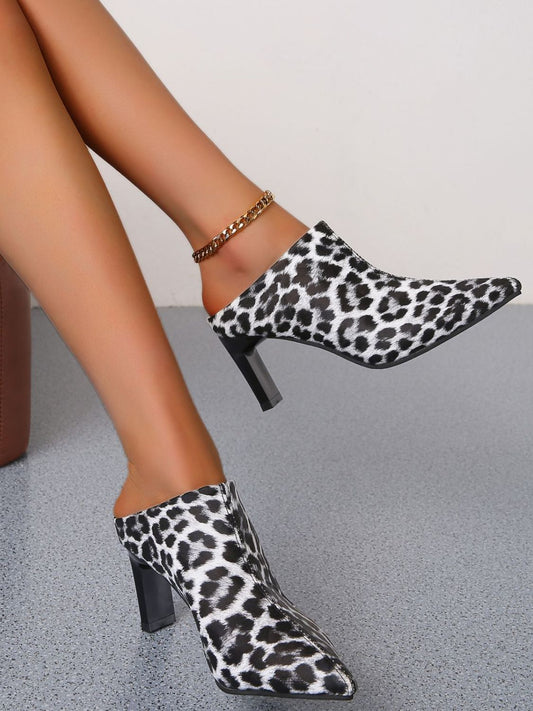 PU Leather Leopard Point Toe Pumps