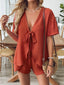 Tie Front Short Sleeve Top and Shorts Set
