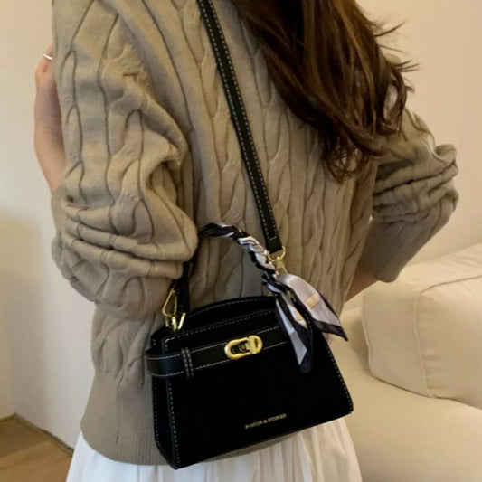 Suede Mini Crossbody Bag with Leather Strap