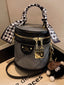 Bucket Crossbody Bag with Scarf Accent