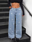 Bow-Embellished Wide Leg Jeans