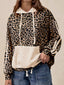 Leopard Print Long Sleeve Hoodie with Pocket