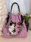 Embroidered Cat Drawstring Handbag