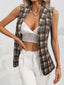 Plaid Button Up Collared Neck Vest