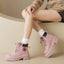 Round Toe Platform Lace Up Boots