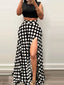 Polka Dot High Slit Maxi Skirt