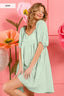 BiBi Washed Linen Tiered Midi Dress with Puff Sleeves