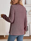 Striped Button Detail Long Sleeve Top