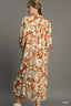 Umgee Full Size Floral Tiered Midi Shirt Dress Plus Size
