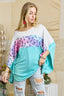 ADORA Colorblock Poncho Style Tunic Top