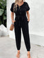 V-Neck Short Sleeve Jumpsuit