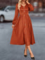 V-Neck Balloon Sleeve Midi Dress