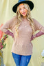 And The Why Button Detail Printed Sleeve Waffle Knit Top