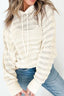 Drawstring Openwork Long Sleeve Knit Hooded