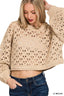 Zenana Oversized Cropped Crochet Knit Sweater