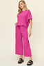 Double Take Full Size Texture Round Neck Short Sleeve T-Shirt and Wide Leg Pants