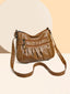 PU Leather Ruched Adjustable Strap Shoulder Bag