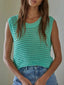 Openwork Round Neck Sweater Vest