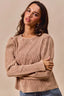 SO ME Mineral Washed Waffle Top With Puff Sleeves