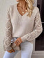Openwork V-Neck Long Sleeve Sweater