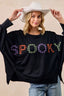 BiBi Spook Plaid Letter Print Oversized Sweatshirt