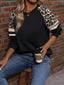 Leopard Raglan Sleeve Striped Sweatshirt