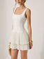 Square Neck Pleated Mini Dress