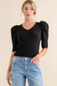 And The Why Puffed Half Sleeve Rib Basic Top